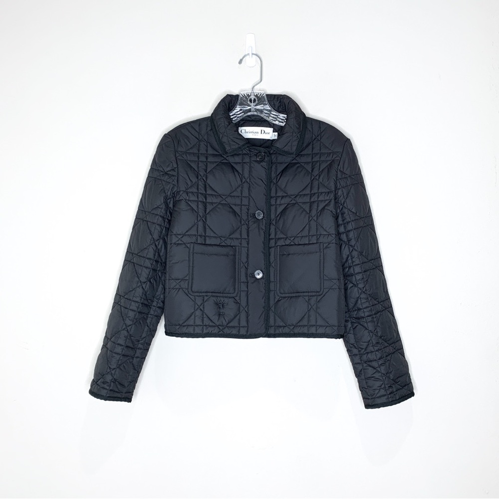 Christian Dior Macrocannage Quilted Jacket (EU 36) Boxy Cropped Black